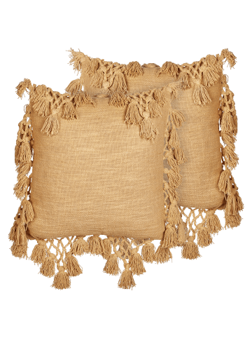 Beliani 2er-Set Dekokissen OLEARIA in Beige