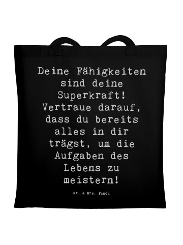 Mr. & Mrs. Panda Jutebeutel Spruch Vertrauen in Fähigkeiten mit ... in Schwarz