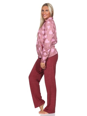 NORMANN langarm Hausanzug Homewear Herz - 82205 in beere