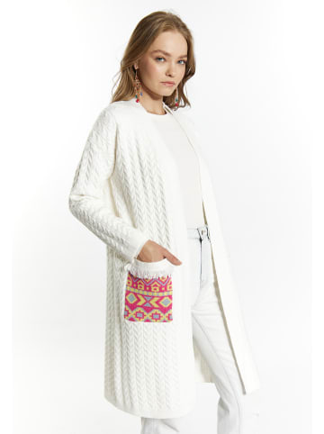 IZIA Damen Cardigan in Weiss Mehrfarbig