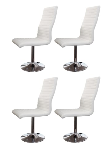 SalesFever Esszimmerstuhl 4er-Set 360° drehbar Kunstleder-Optik mit Metallfuß in Weiß