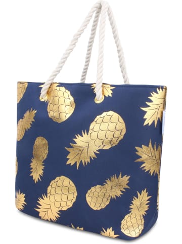 normani Bequeme Sommer-Umhängetasche, Strandtasche in Gold Pineapple