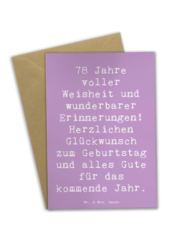 Mr. & Mrs. Panda Klappkarte Spruch 78. Geburtstag Weisheit mit S... in Lavendeltraum