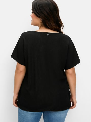 sheego V-Shirt in schwarz