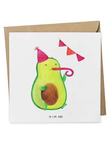 Mr. & Mrs. Panda Einladungskarte Avocado Geburtstag ohne Spruch in Weiß