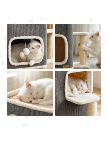 relaxdays Katzenhaus in Grau/ Weiß - (B)57,5 x (H)58 x (T)35 cm