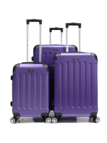 Cheffinger Reisekoffer Koffer 3 tlg Hartschale Trolley Set in Lila