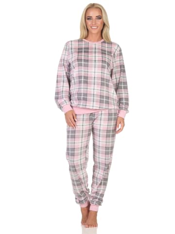 NORMANN Fleece Schlafanzug langarm Bündchen chilige optik - 88291 in rosa