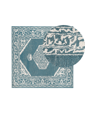 Beliani Kurzflor GEVAS in Blau/Weiß - (W) 200 x (H) 200 x (L) 200 cm