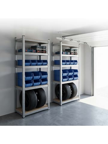relaxdays 2 x Schwerlastregal in Silber - (B)60 x (H)180 x (T)30 cm