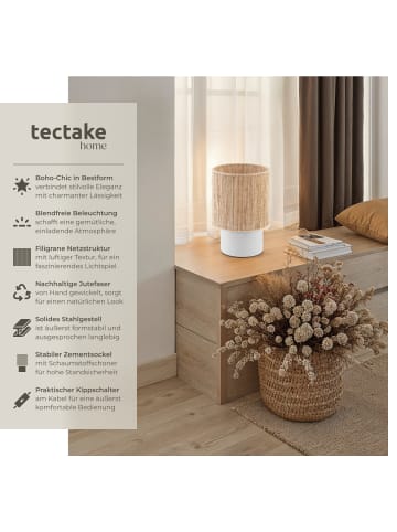 tectake Tischleuchte Klea Zementfuß mit Schaumstoffschoner, 20,5 x 30,5 cm, natur