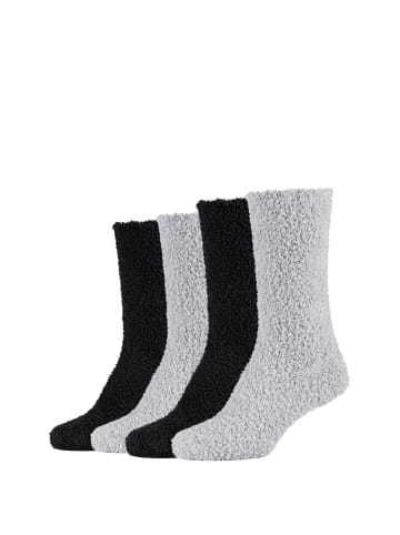 camano Socken Cosy Kuschelsocken Flauschig Warm Damen Lang Flauschsocken Für Winter Plüschsocken Set Frauen 4er Pack warm & cozy in Schwarz