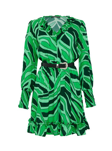 Threadbare Kleid THB Grape Ruffle Belted Mini in Green
