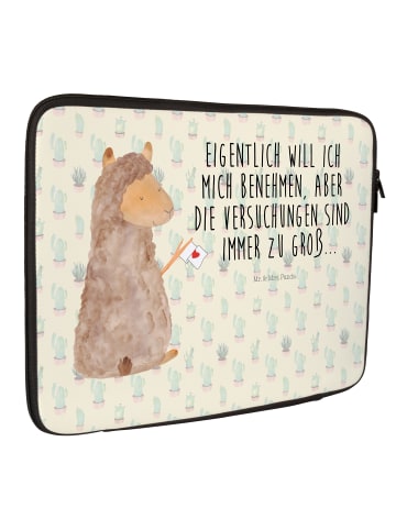 Mr. & Mrs. Panda Laptop Tasche Alpaka Fahne mit Spruch in Kaktus Grün