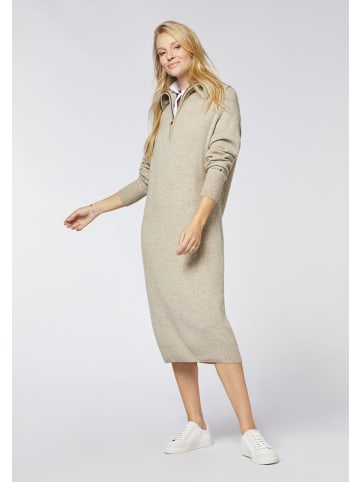 Polo Sylt Strickkleid mit Rollkragen und Zipper in Sandfarben