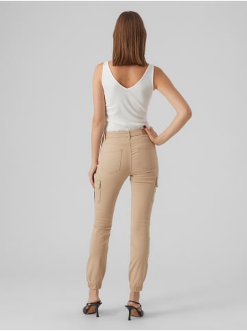 Vero Moda Denim Jogger Pants Cargo Stoffhose Stretch Jeans VMIVY in Beige