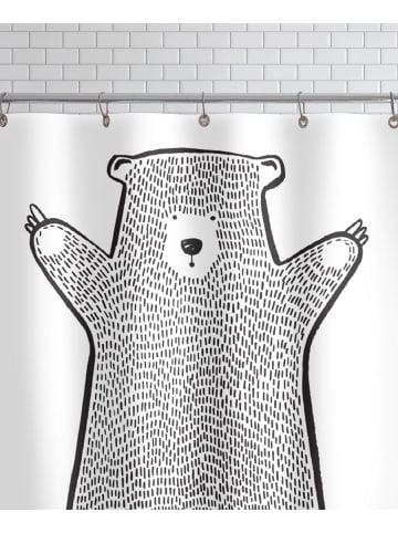 Juniqe Duschvorhang "Bear 2" in Schwarz & Weiß