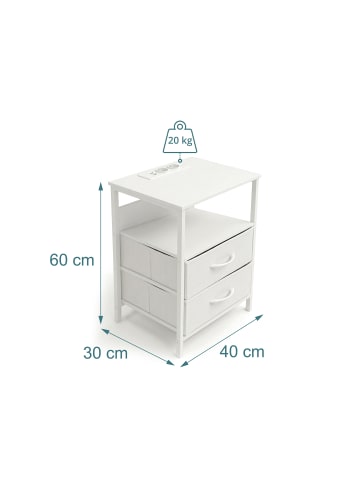 relaxdays Beistelltisch in Weiß - (B)40 x (H)60 x (T)30 cm