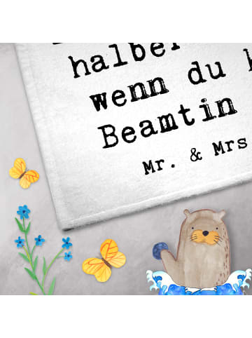 Mr. & Mrs. Panda Gästehandtuch Beamtin Herz mit Spruch in Weiß