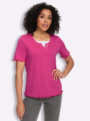 Sieh an! 2-in-1-Shirt in fuchsia-weiß