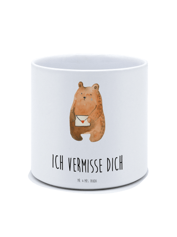 Mr. & Mrs. Panda XL Blumentopf Bär Liebesbrief mit Spruch in Weiß