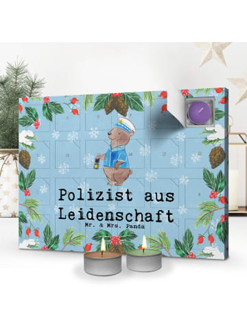 Mr. & Mrs. Panda Adventskalender Polizist Leidenschaft mit Spruch in Eisblau