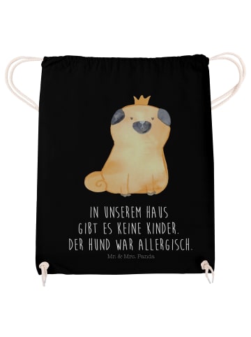 Mr. & Mrs. Panda baumwoll turnbeutel Mops Krone mit Spruch in Schwarz