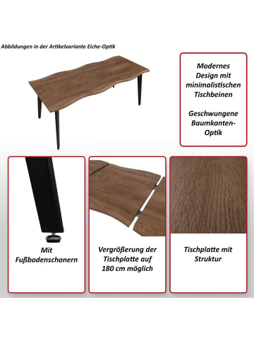 MCW Esszimmertisch O60 ausziehbar 120-180cm, Helle Eiche-Optik