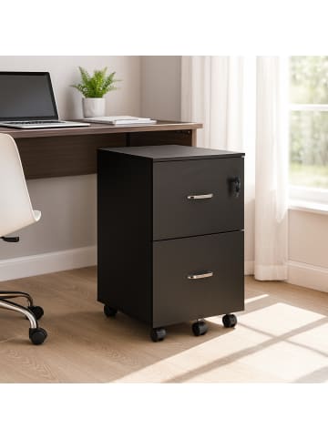 relaxdays Rollcontainer in Schwarz - (B)43 x (H)72 x (T)46 cm