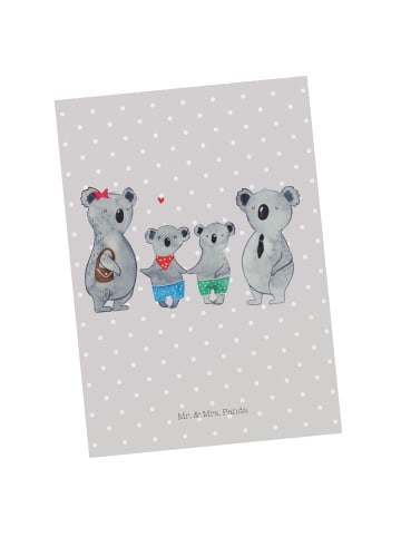 Mr. & Mrs. Panda Ansichtskarte Koala Familie zwei ohne Spruch in Grau Pastell