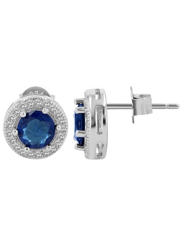 Adeliás Damen Ohrstecker aus 925 Silber mit Zirkonia in blau