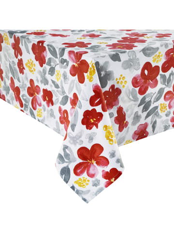 REDBEST Baumwolle Tischdecke in rot-grau