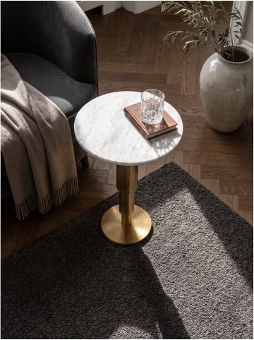 KADIMA DESIGN Beistelltisch indischer Marmor, handgefertigt, für Wohnzimmer in Weiß-Gold