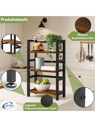 Mein-Regal Küchenregal Vintage aus Holz mit Metallrahmen in Dunkelbraun
