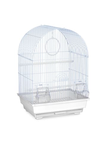 relaxdays Vogelkäfig in Weiß - (B)34,5 x (H)49,5 x (T)31 cm