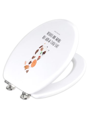 Mr. & Mrs. Panda Toilettendeckel Kuh mit Spruch in Weiß