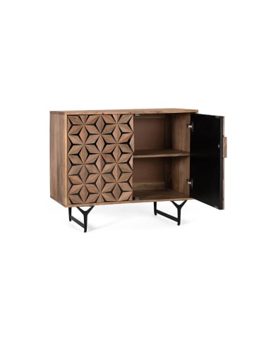 Giner y Colomer Zweitüriges Sideboard handgeschnitzt aus Mango in Brown