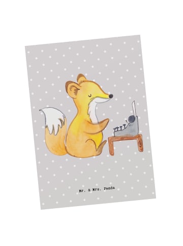 Mr. & Mrs. Panda Postkarte Schriftsteller Herz ohne Spruch in Grau Pastell