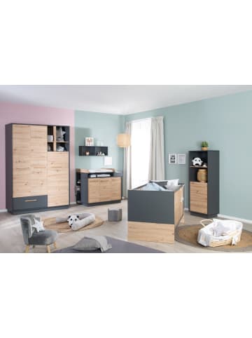 roba Set Lenn 3-tlg. Anthrazit/Eiche mit Kinderbett, Kommode & Schrank