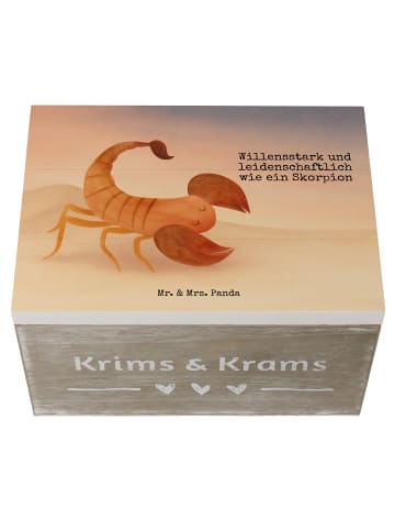 Mr. & Mrs. Panda truhe holz Sternzeichen Skorpion Design mit Spruch in Weiß