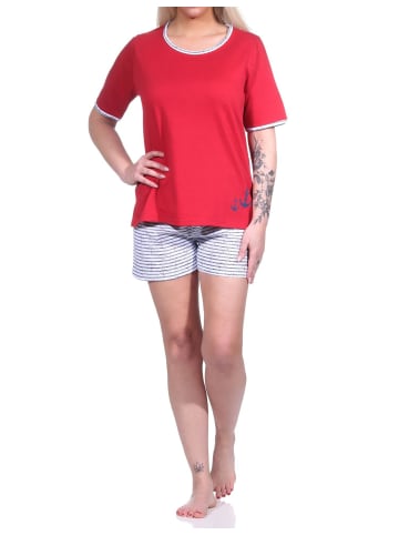 NORMANN Shorty Pyjama kurzarm Schlafanzug Streifen - 74347 in rot