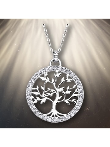 LOTUS silver Lebensbaum Halskette 925 Sterling Silber ca. 42cm weiß, silber