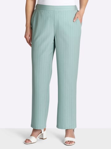 sheego Hose lang in kalkmint-ecru-gestreift