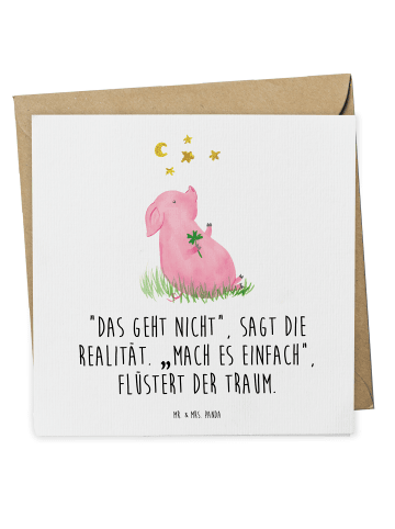 Mr. & Mrs. Panda Glückwunschkarte Schwein Glück mit Spruch in Weiß