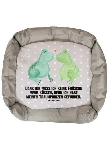 Mr. & Mrs. Panda Hundebett Frosch Liebe mit Spruch in Grau Pastell
