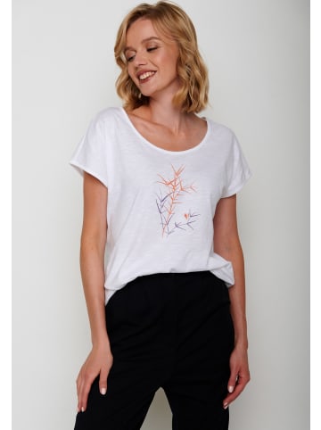 GreenBomb T-Shirt Nature Bird Reed in Weiß