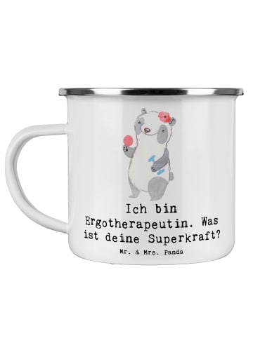 Mr. & Mrs. Panda Camping Emaille Tasse Super Ergotherapeutin mit... in Weiß