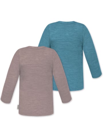 Normani Outdoor Sports 2er Pack Baby Merino Longsleeve Taupo in Rosa/Blau