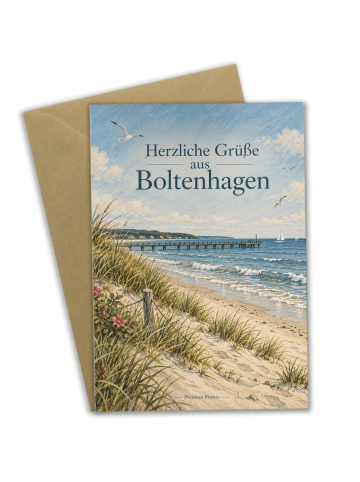 Grußkarte Küste zeitlos Design mit Spruch in Weiß