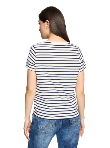 CARTOON Kurzarm-Shirt mit Rundhalsausschnitt in Weiß/Dunkelblau